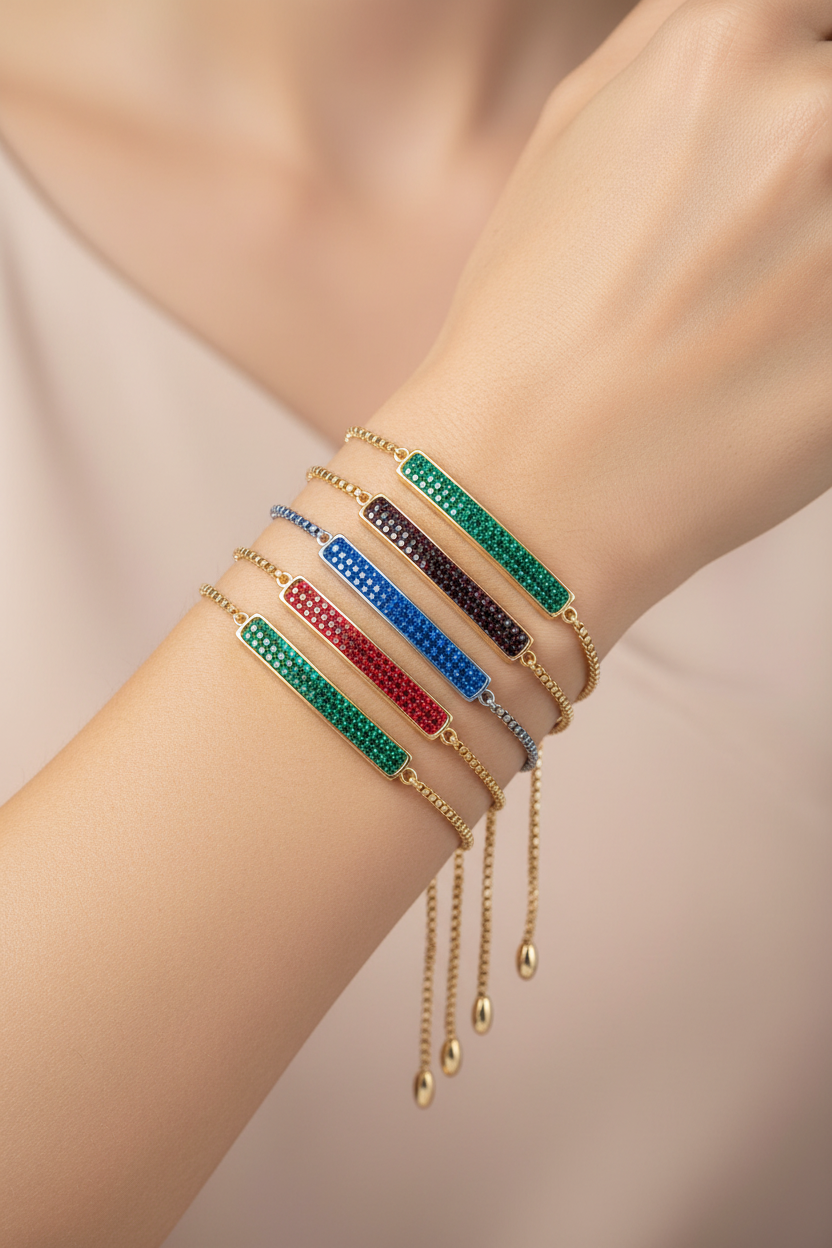 Shiny Linear Friendship Bar Bracelet