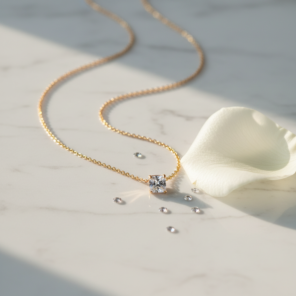 Classic Solitaire Necklace - Marble