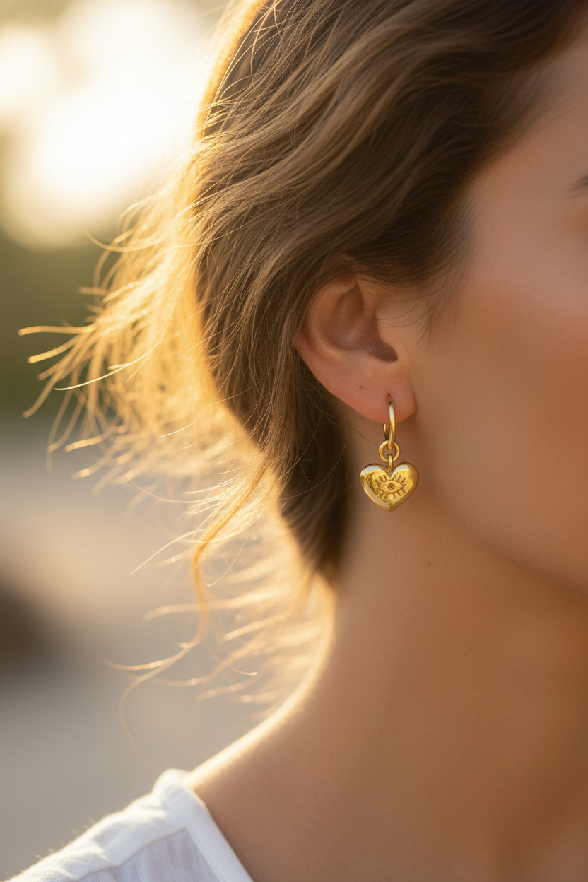 Crystal Moon Earrings - On Model