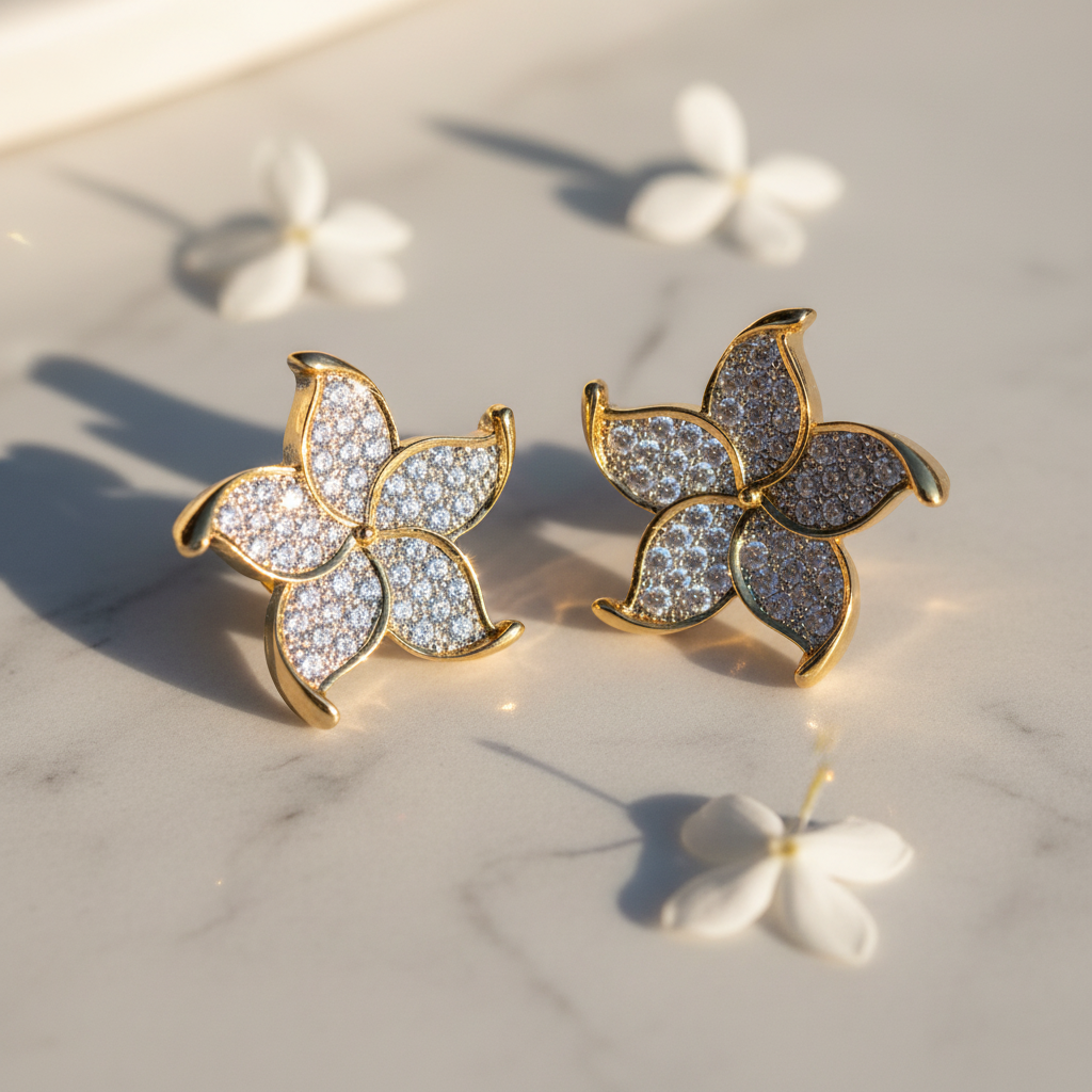 Flower Studs - Marble