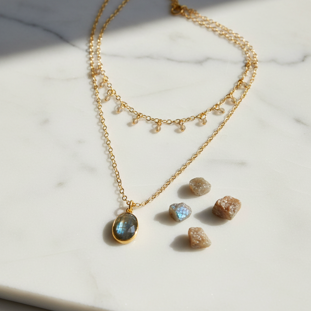 Labradorite Necklace - Marble