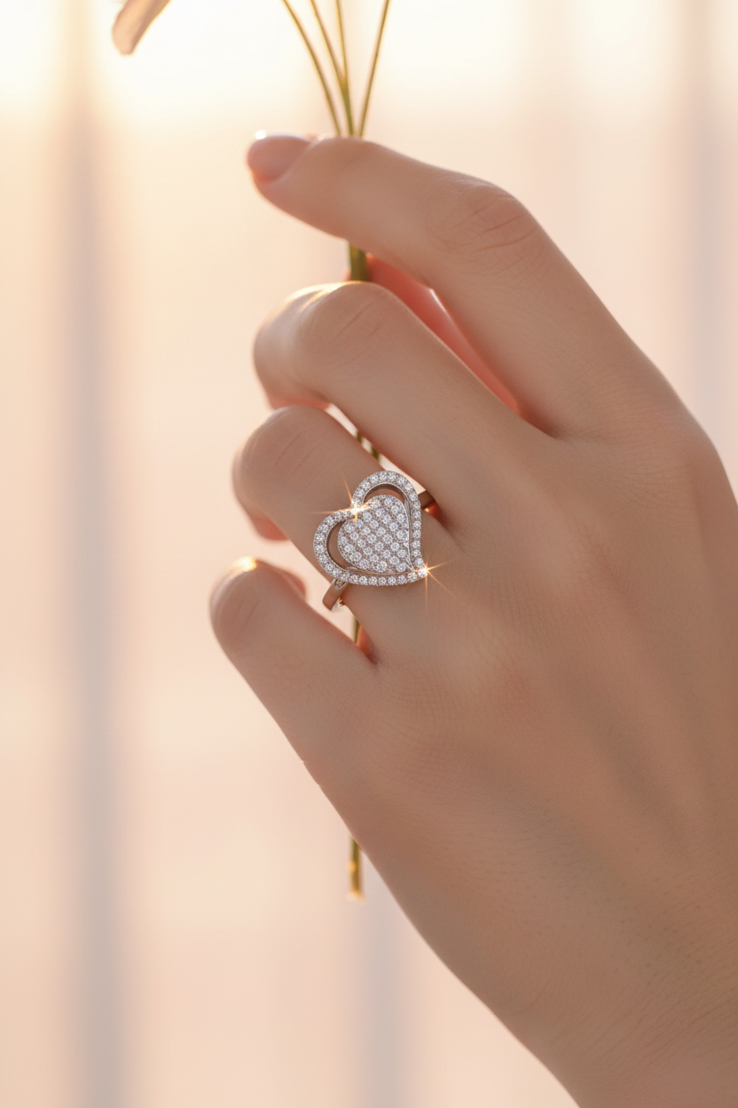 TS192 Heart Ring - On Model